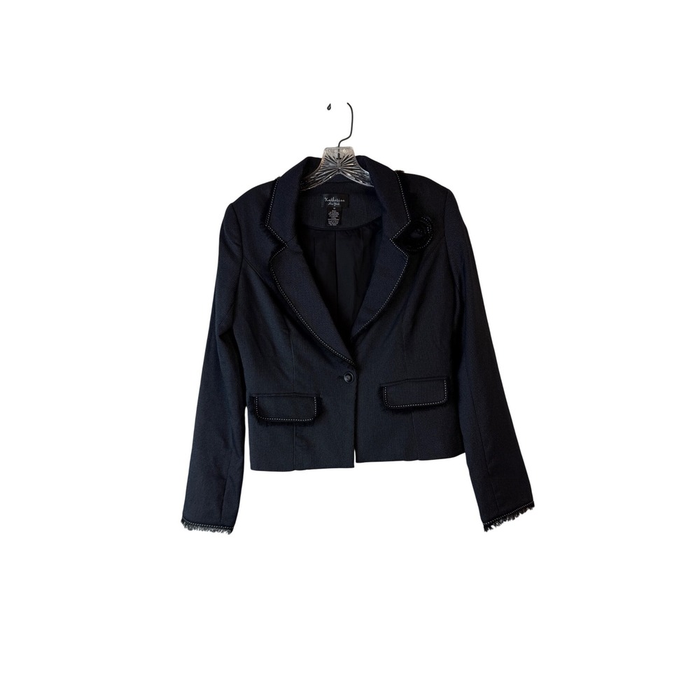Katherine New York Cropped Black/White Jacket‎ Suit Jacket Sz M  Fringe Business